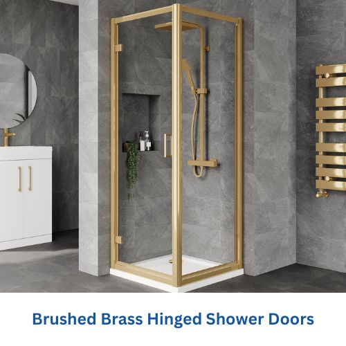 Brushed Brass Hinged Shower Doors