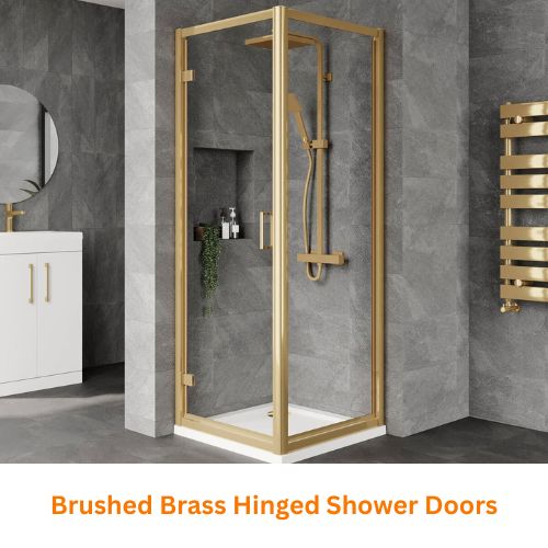Brushed Brass Hinged Shower Doors