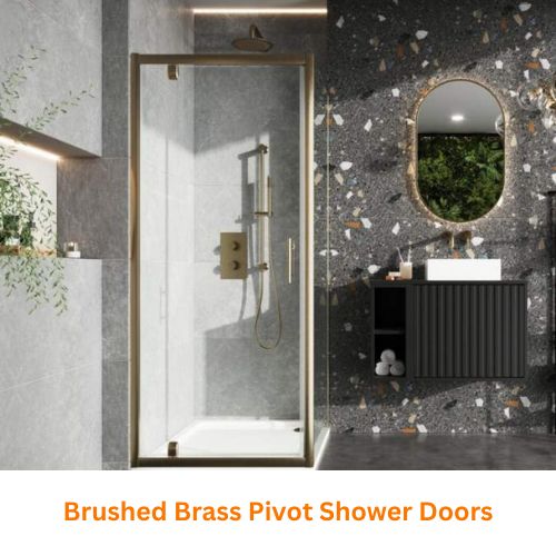Brushed Brass Pivot Shower Doors
