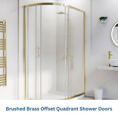 Brushed Brass Offset Quadrant Shower Doors