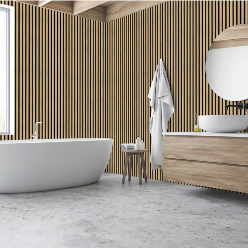 Natural Oak 3D Waterproof Wall Panel 300mm x 2400mm x 12mm
