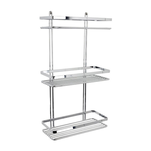 Satina Chrome Triple Rectangular Caddy