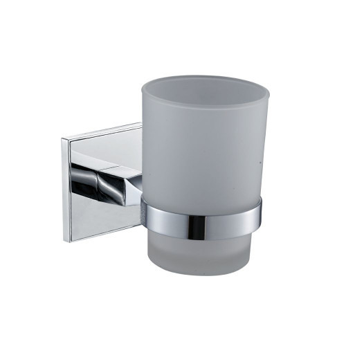 Saturn Chrome Glass Toothbrush Tumbler & Holder
