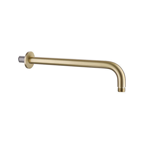 Round Brushed Brass Wall Mounted Shower Arm 300mm