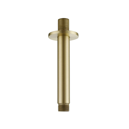 Round Brushed Brass Ceiling Mounted Shower Arm 120mm