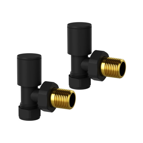 ProTek Matt Black Angled Manual Radiator Valves (Pair)