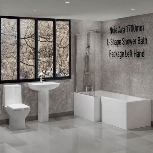 Nuie Ava 1700mm L-Shape Shower Bath Package Left Hand