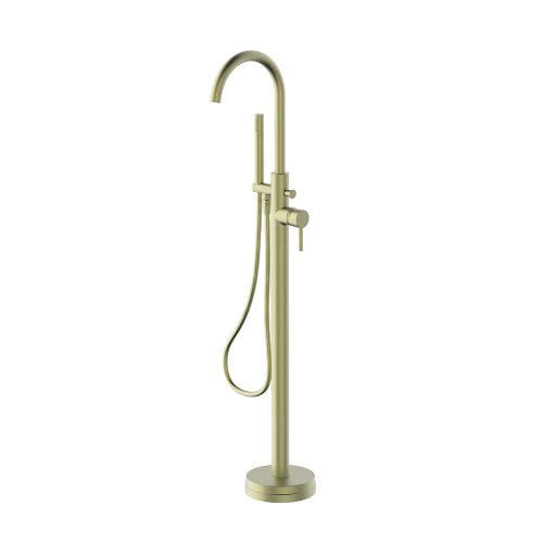 Brisbane Brushed Brass Floor Mounted Bath Shower Mixer & Shower Kit