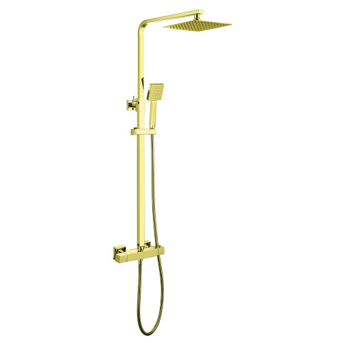 Brooklyn Square Thermostatic shower - Brushed Brass