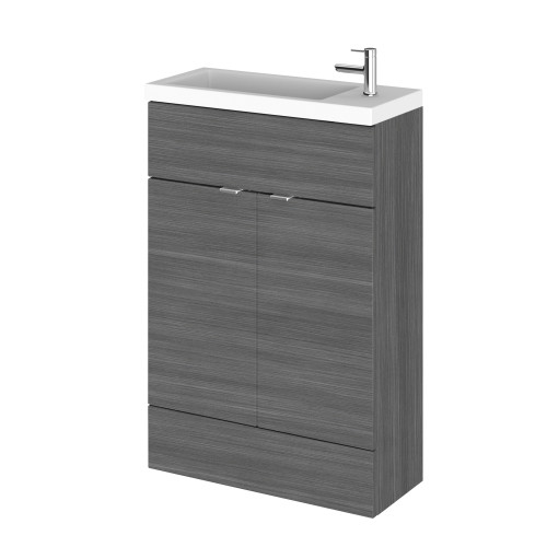 Hudson Reed Fusion Anthracite Woodgrain 600mm Vanity Unit & Basin (255mm Deep)