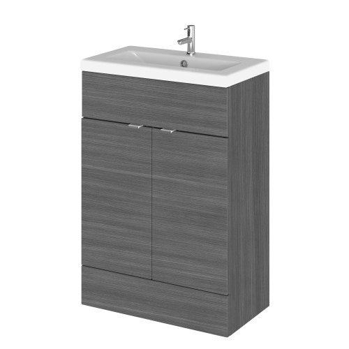 Hudson Reed Fusion Anthracite Woodgrain 600mm Vanity Unit & Basin (355mm Deep)