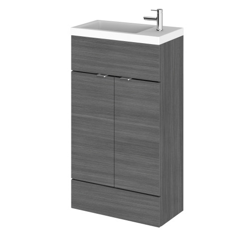 Hudson Reed Fusion Anthracite Woodgrain 500mm Vanity Unit & Basin (255mm Deep)