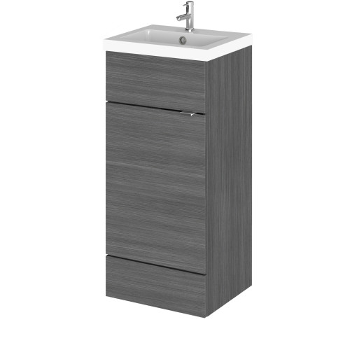 Hudson Reed Fusion Anthracite Woodgrain 400mm Vanity Unit & Basin (355mm Deep)