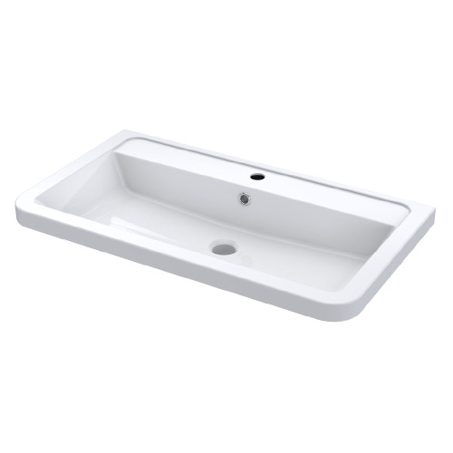 Curved 800mm x 450mm Polymarble Basin - 1 Tap Hole