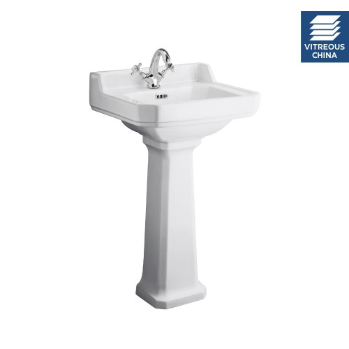 Old London Richmond 500mm Basin & Full Pedestal - 1 Tap Hole