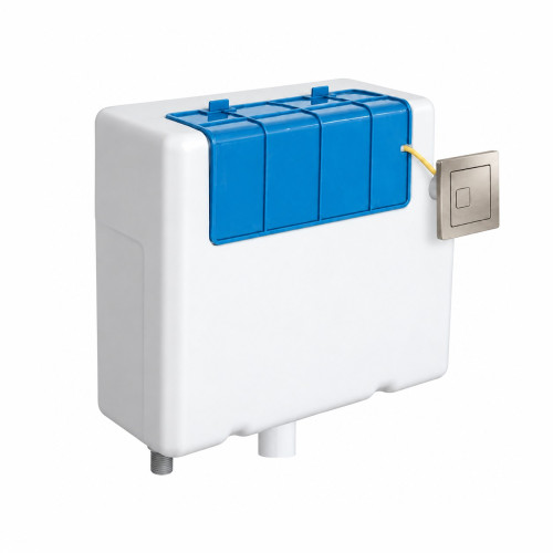 Protek Concealed Cistern with Bottom Inlet & Brushed Nickel Square Flush Plate