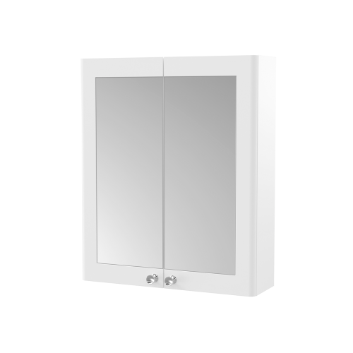 Nuie Classique Satin White 600mm Mirror Cabinet