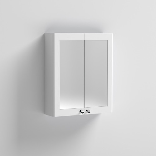 Nuie Classique Satin White 600mm Mirror Cabinet