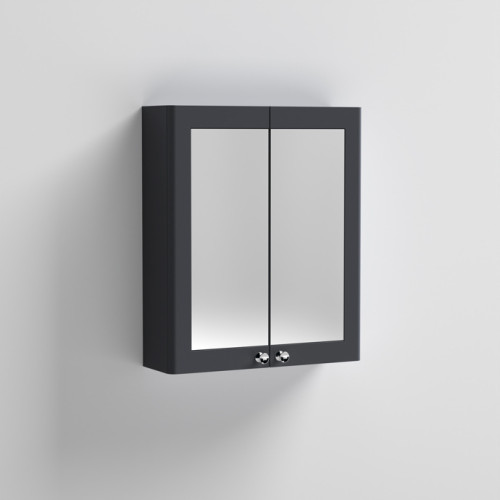 Nuie Classique Soft Black 600mm Mirror Cabinet