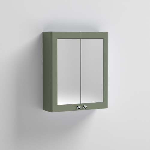 Nuie Classique Satin Green 600mm Mirror Cabinet