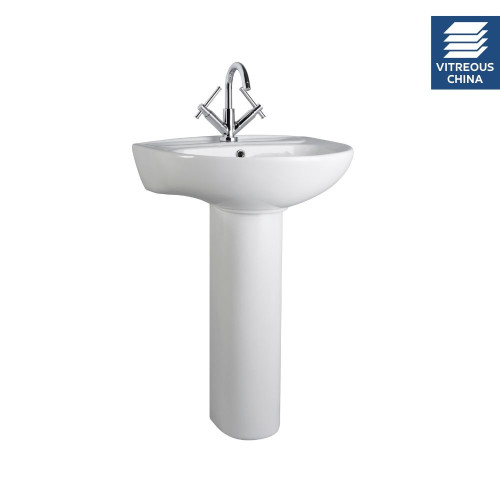 Melbourne 550mm Basin & Full Pedestal - 1 Tap Hole