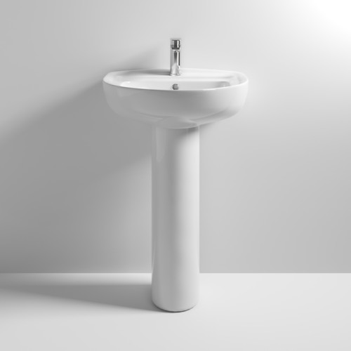 Milton 550mm Basin & Pedestal - 1 Tap Hole