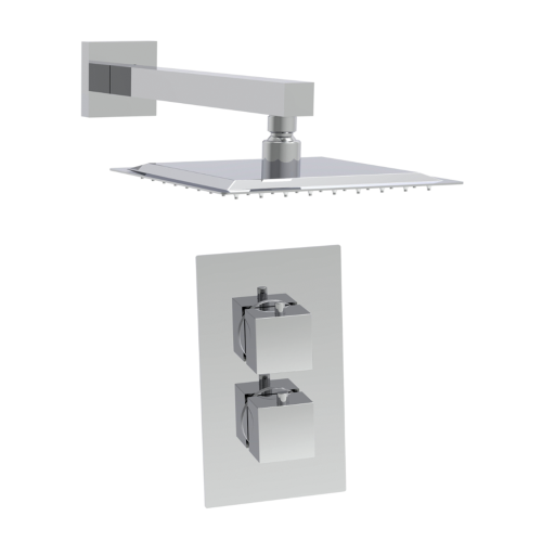 Chrome Square Concealed Shower With Arm & Shower Head