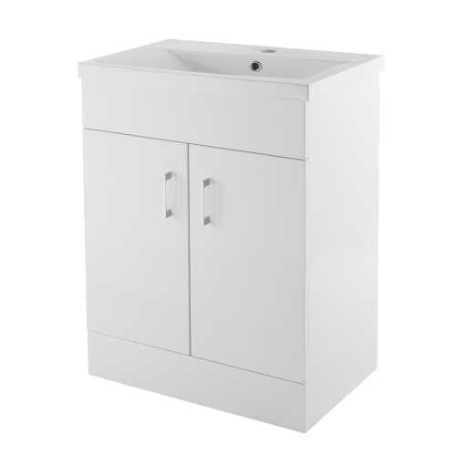 Cube 600mm Floor Standing Cabinet & Mid-Edge Basin - 1 Tap Hole