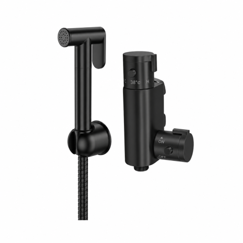 Douche Shower Spray Kit & Mini Thermostatic Valve - Black