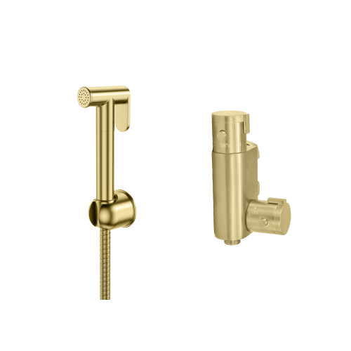Douche Shower Spray Kit & Mini Thermostatic Valve - Brushed Brass