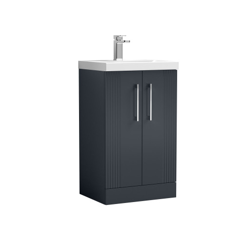 Nuie Deco Soft Black 500mm Floor Standing 2 Door Vanity Unit & Basin