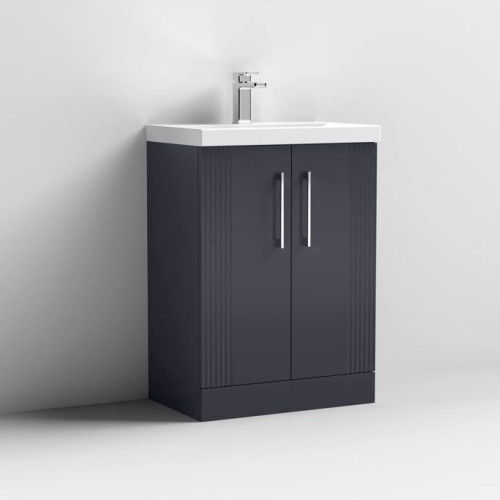 Nuie Deco Soft Black 500mm Floor Standing 2 Door Vanity Unit & Basin