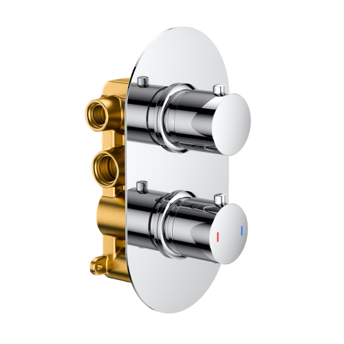 Echo Round Twin Two Outlet Thermostatic Concealed Shower Valve - Chrome