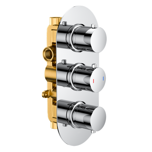 Echo Round Triple Two Outlet Thermostatic Concealed Shower Valve - Chrome