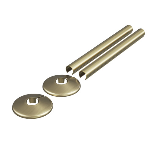 Essentials Brushed Brass Radiator Pipe Covers & Collars 15mm