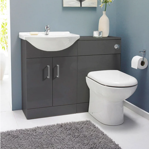 Floe 1050mm Complete Grey Gloss Furniture Package (Space BTW Pan & Seat & Concealed Cistern)