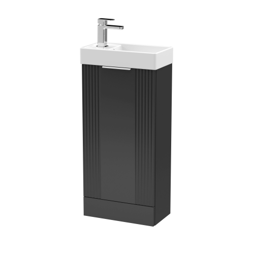 Nuie Deco 400mm Soft Black Floor Standing Unit & Basin - 1 Tap Hole