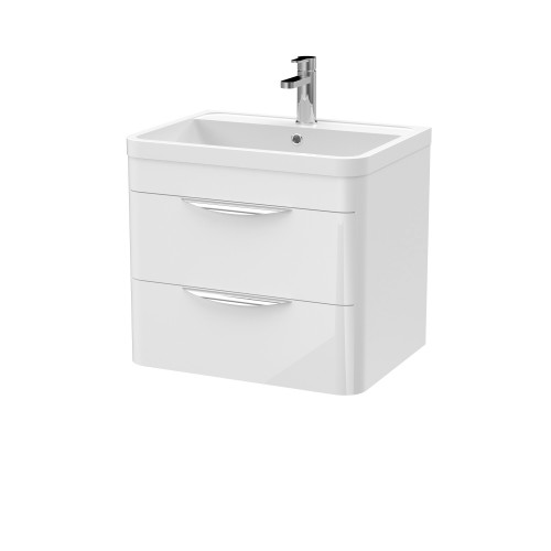 Parade 600mm White Gloss Wall Mounted Cabinet & Polymarble Basin