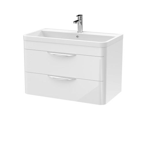 Parade 800mm White Gloss Wall Mounted Cabinet & Polymarble Basin