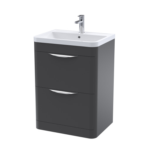 Parade 600mm Soft Black Floor Standing Cabinet & Poly Basin