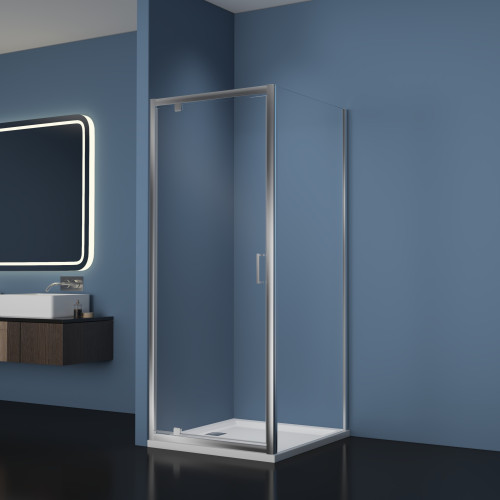 Ice 900mm Pivot Door & 900mm Side Panel Enclosure Package With Tray & Waste