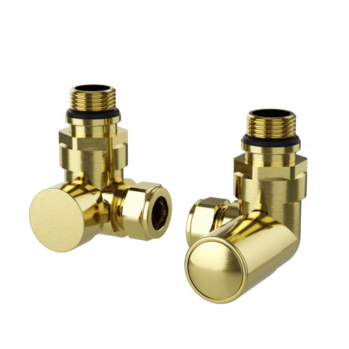 ProTek Brushed Brass Corner Manual Radiator Valves (Pair)
