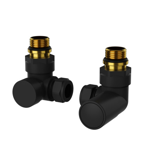 ProTek Matt Black Corner Manual Radiator Valves (Pair)