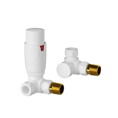 ProTek White Corner Thermostatic Radiator Valves (Pair)