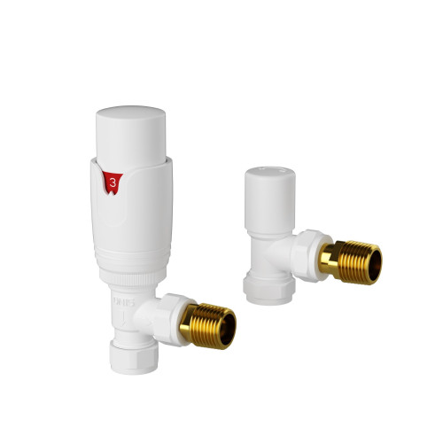 ProTek White Angled Thermostatic Radiator Valves (Pair)