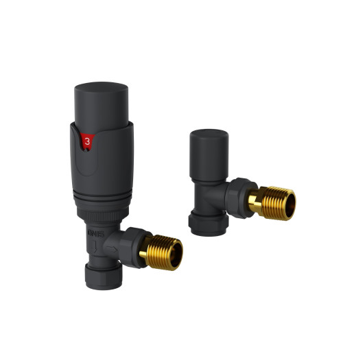 ProTek Anthracite Angled Thermostatic Radiator Valves (Pair)