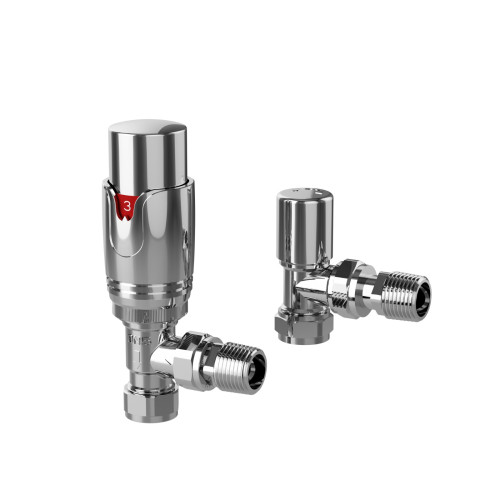 ProTek Chrome Angled Thermostatic Radiator Valves (Pair)
