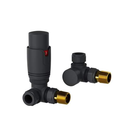 ProTek Anthracite Corner Thermostatic Radiator Valves (Pair)