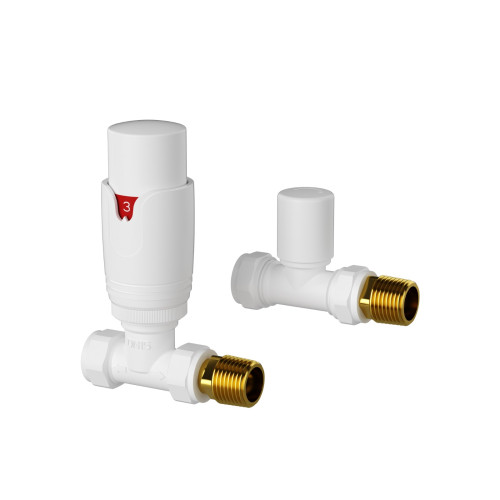 ProTek White Straight Thermostatic Radiator Valves (Pair)