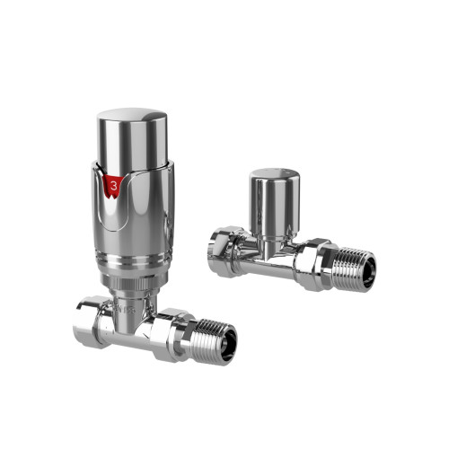 ProTek Chrome Straight Thermostatic Radiator Valves (Pair)